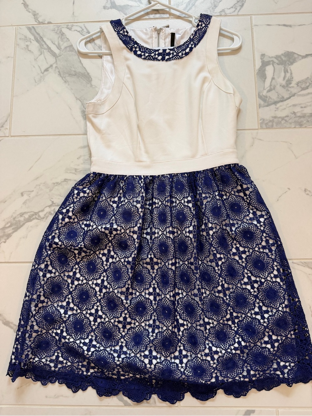 Kensie White Bodice with Floral Lace Dress
